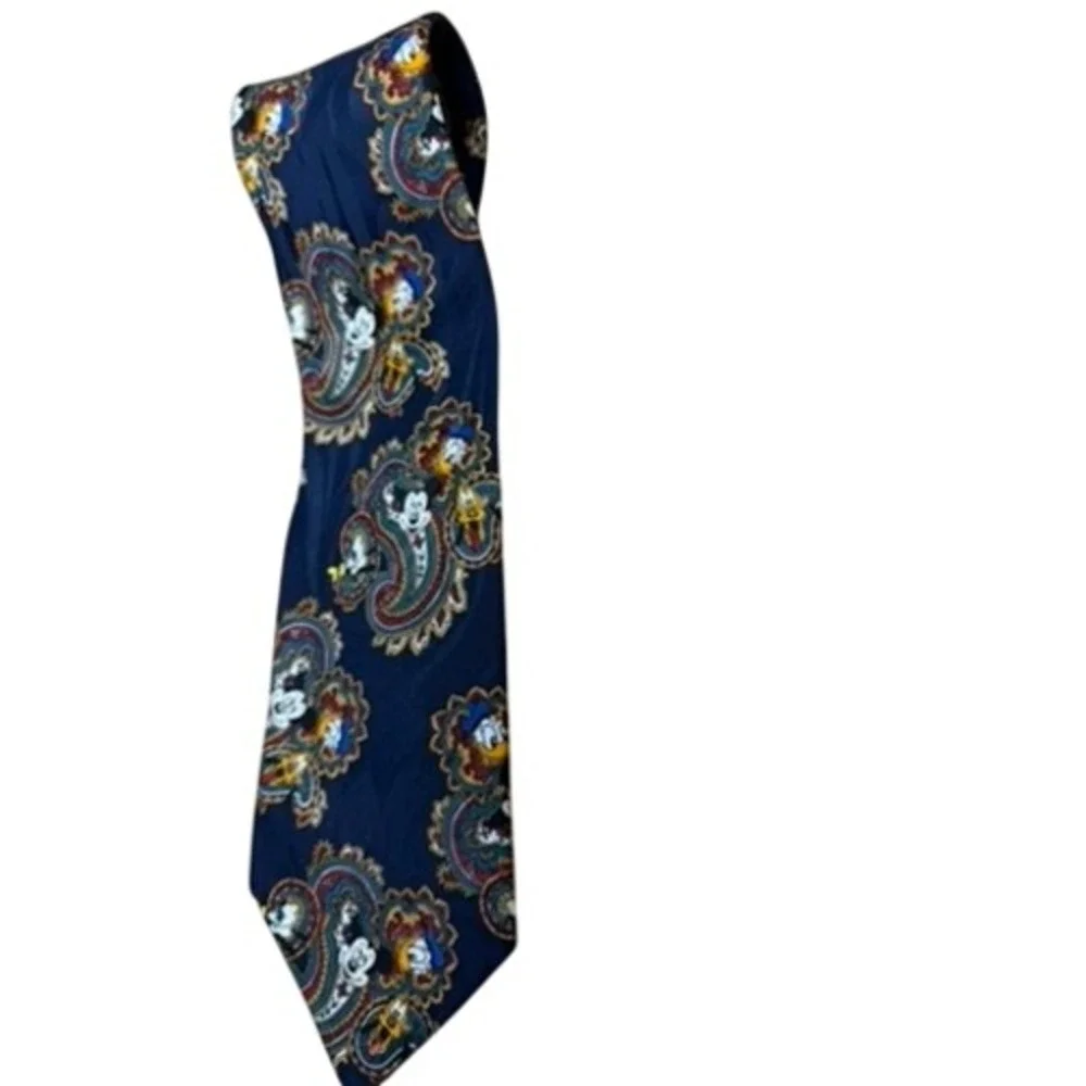 Disney Mickey Mouse Paisley Necktie Blue Polyester Men 